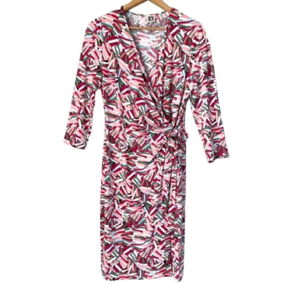 Anne Klein Women's Classic Party Career Faux Wrap Abstract Dress Size 14 - Picture 1 of 13